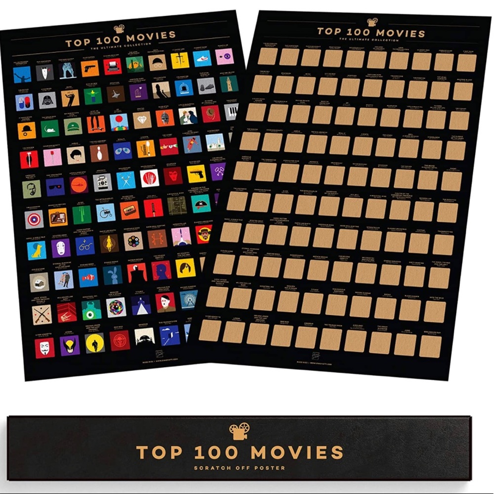 BRAND NEW! Top 100 movie scratch off poster